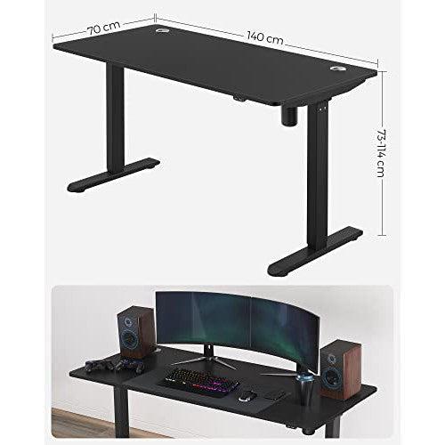 elektromosan állítható magasságú íróasztal, 70 x 140 x (73-114) cm, fekete-SONGMICS-Vita Home