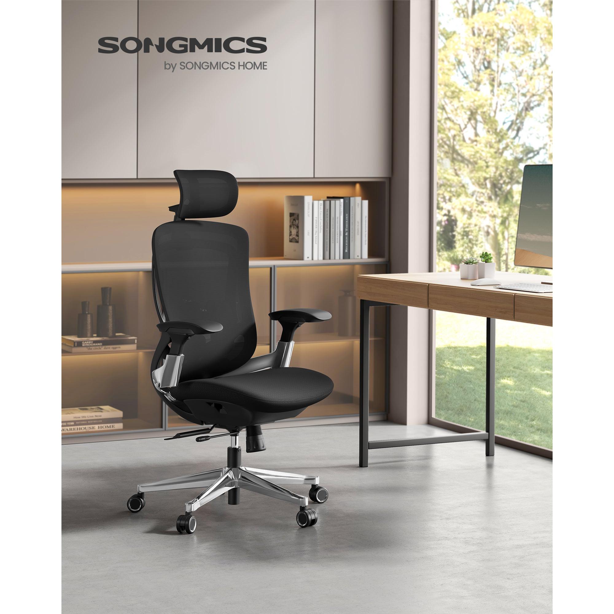 Ergonomikus, állítható, dönthető irodai szék, fekete-SONGMICS-Vita Home