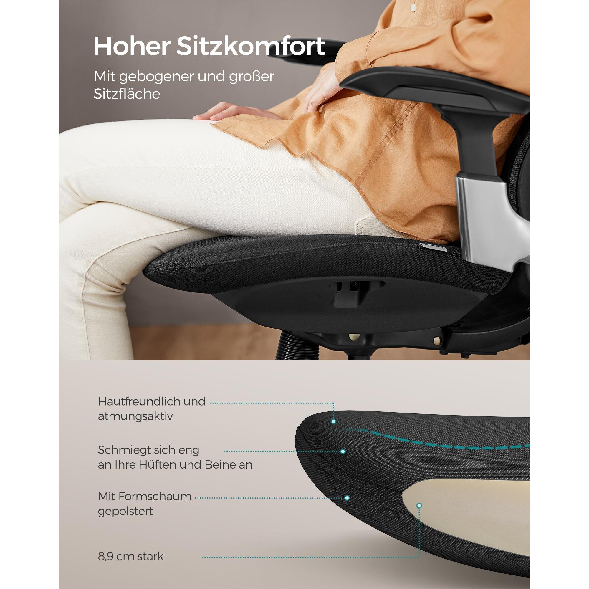 Ergonomikus, állítható, dönthető irodai szék, fekete-SONGMICS-Vita Home