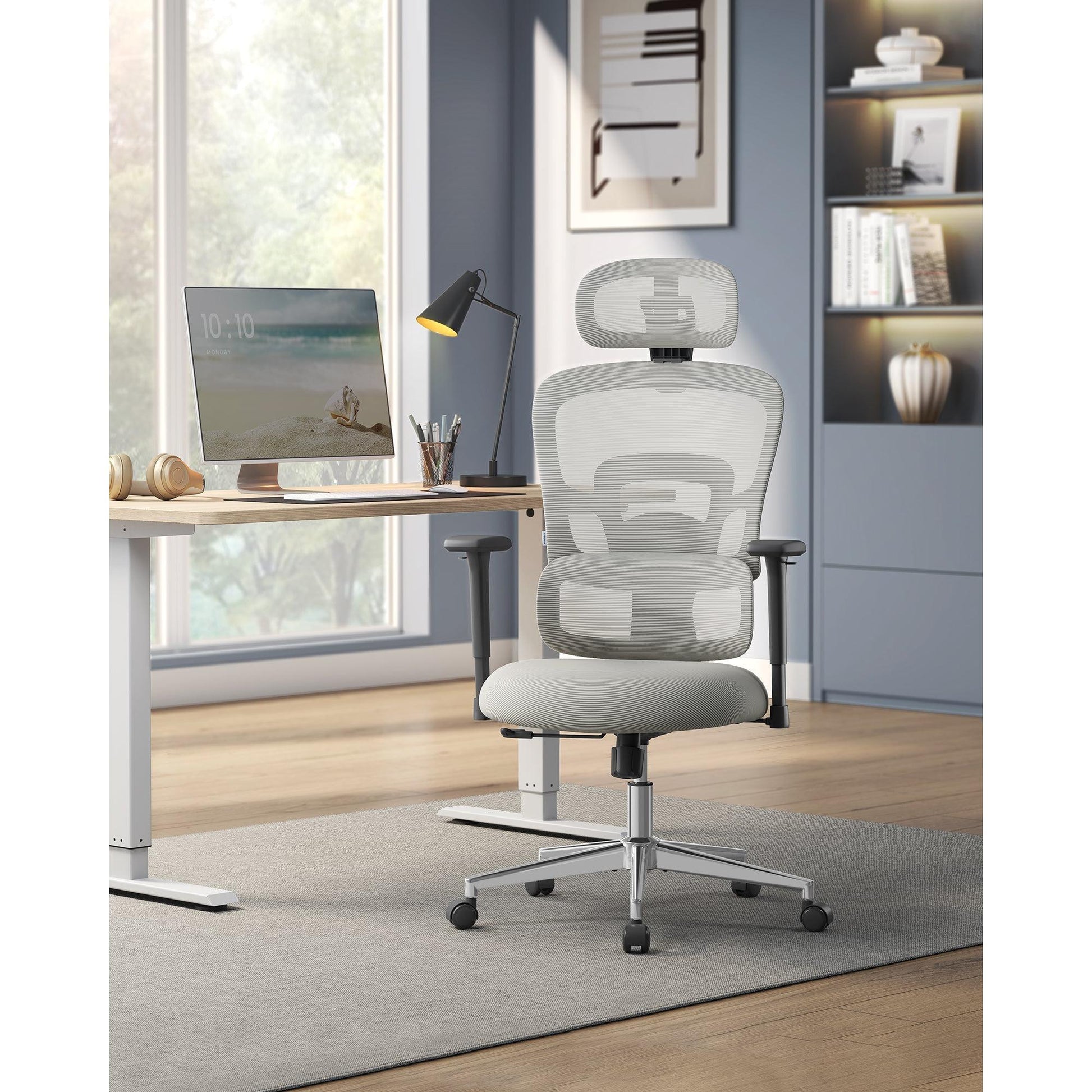 Ergonomikus irodai szék, állítható deréktámasszal, szürke-SONGMICS-Vita Home