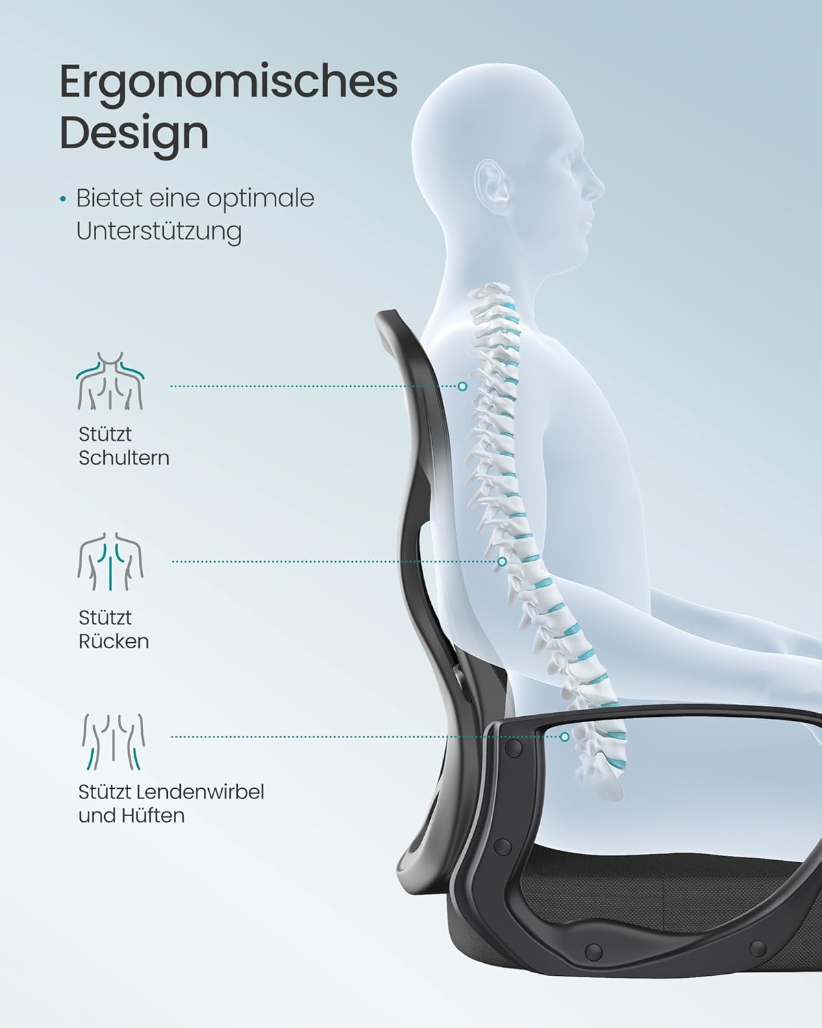 Ergonomska crna mrežasta uredska stolica s kotačima