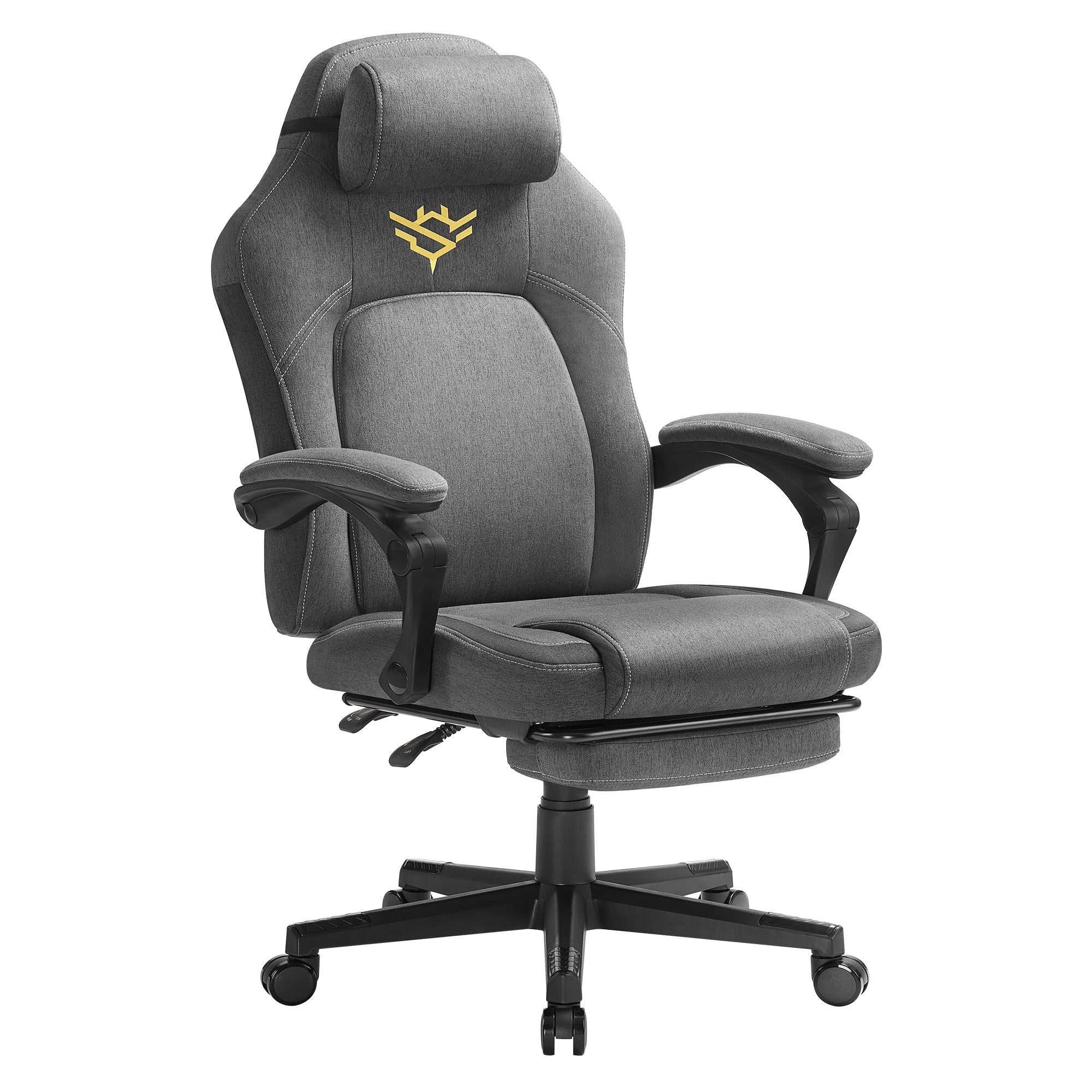 Ergonomska gamerska stolica s naslonom za noge, podesiva, s jastučićem u boji golubije sive