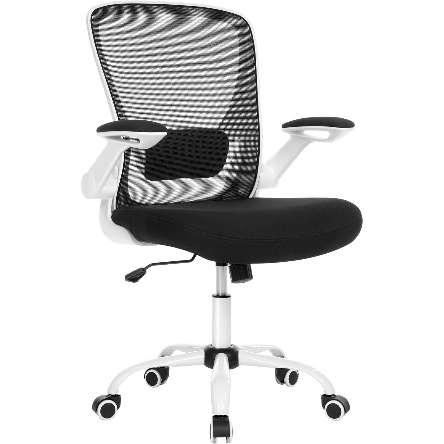 Ergonomska, okretna uredska stolica s mrežastim naslonom, crno-bijela | SONGMICS-vitahome.hr