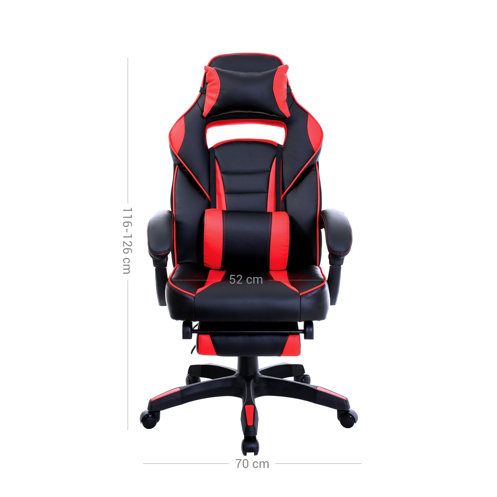 Ergonomska stolica s osloncem za noge i lumbalnim jastukom, crno crvena | SONGMICS-vitahome.hr