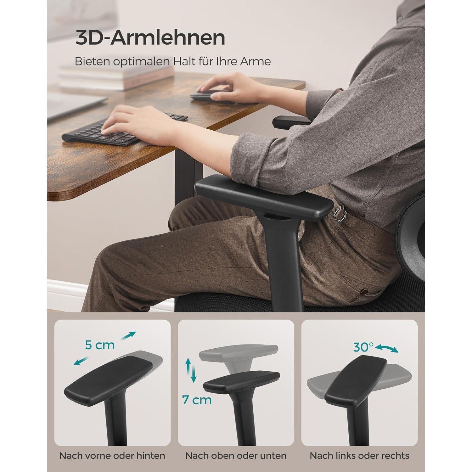 Ergonomska uredska stolica, podesiva lumbalna potpora, crna | SONGMICS-vitahome.hr