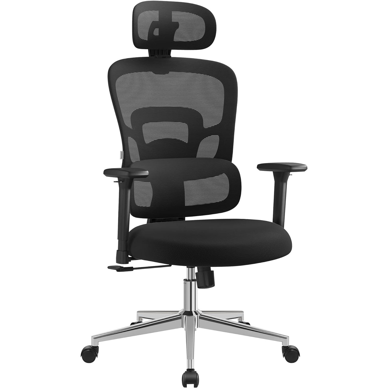 Ergonomska uredska stolica, podesiva lumbalna potpora, crna | SONGMICS-vitahome.hr