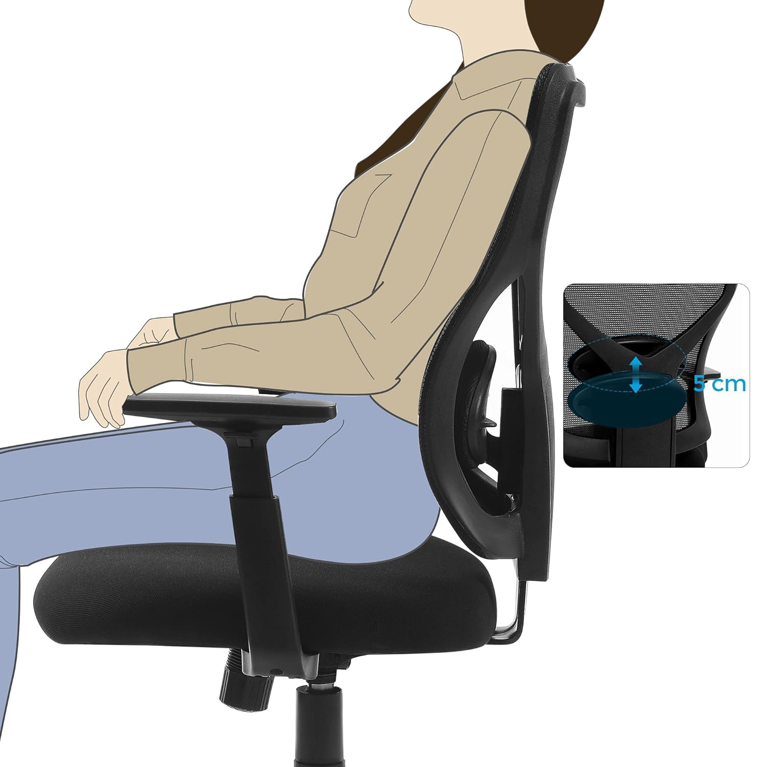 Ergonomska uredska stolica, podesiva, nosivosti do 120 kg, crne boje | SONGMICS-vitahome.hr
