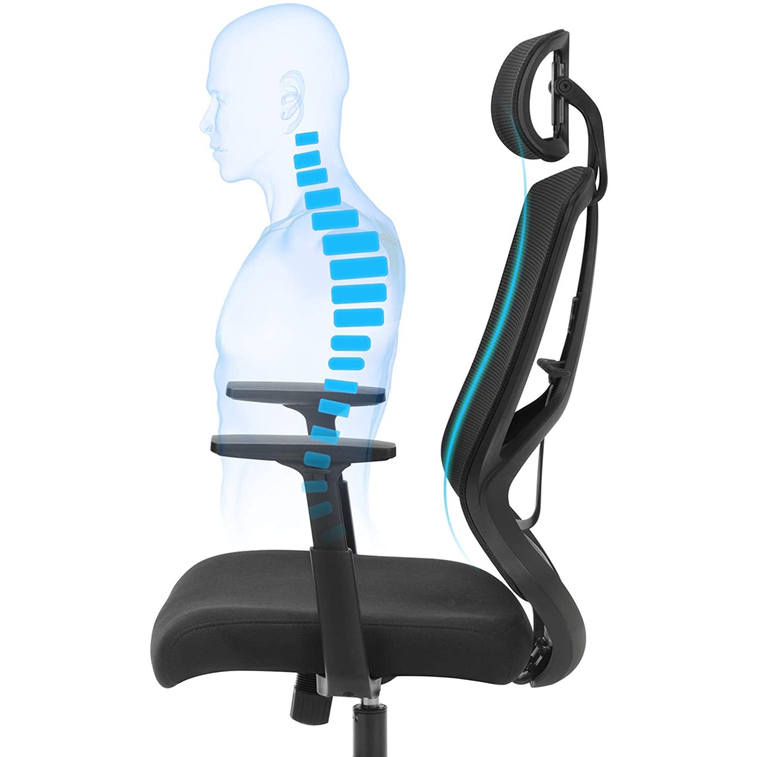Ergonomska uredska stolica s lumbalnom potporom, crna | SONGMICS-vitahome.hr