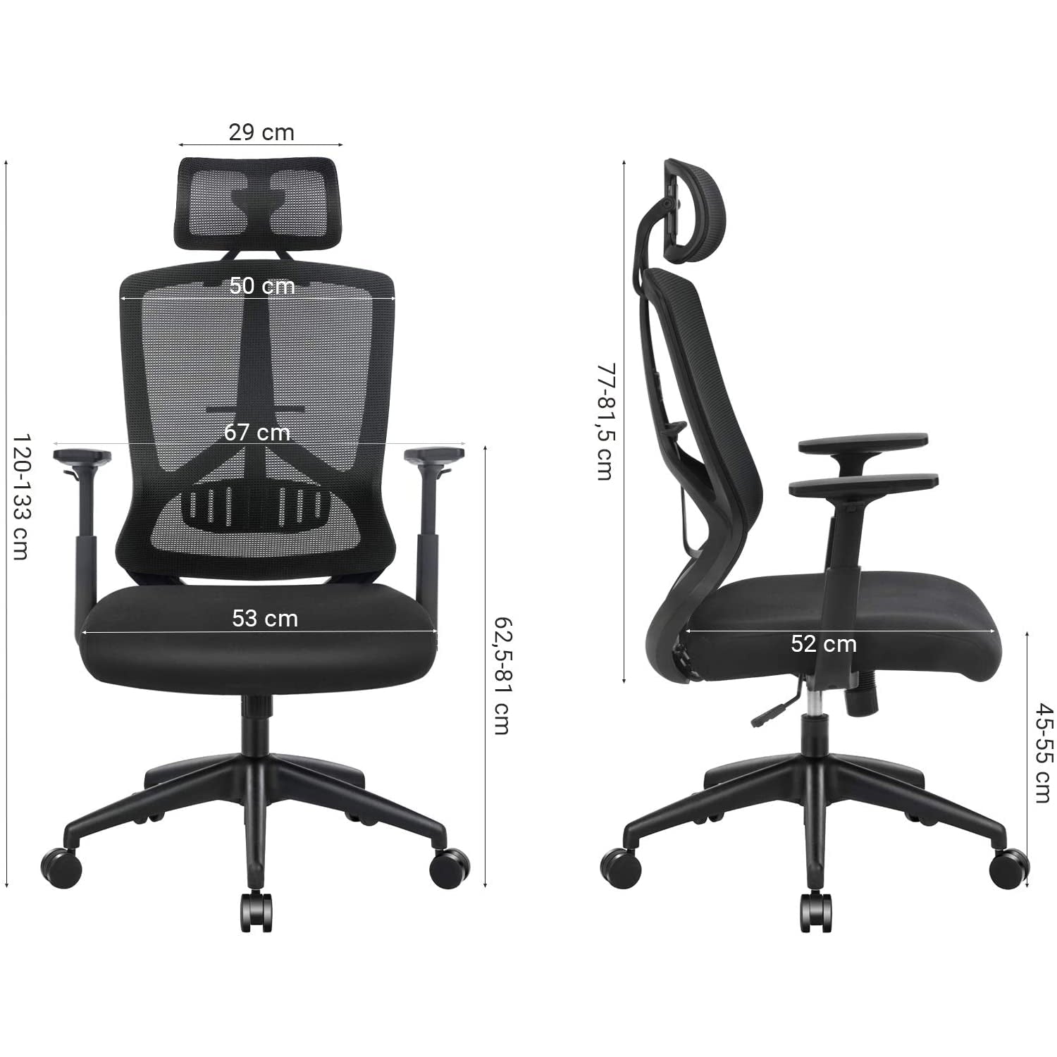 Ergonomska uredska stolica s lumbalnom potporom, crna | SONGMICS-vitahome.hr