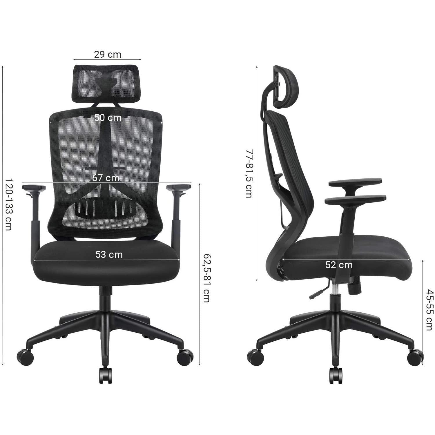 Ergonomska uredska stolica s lumbalnom potporom, crna | SONGMICS-vitahome.hr