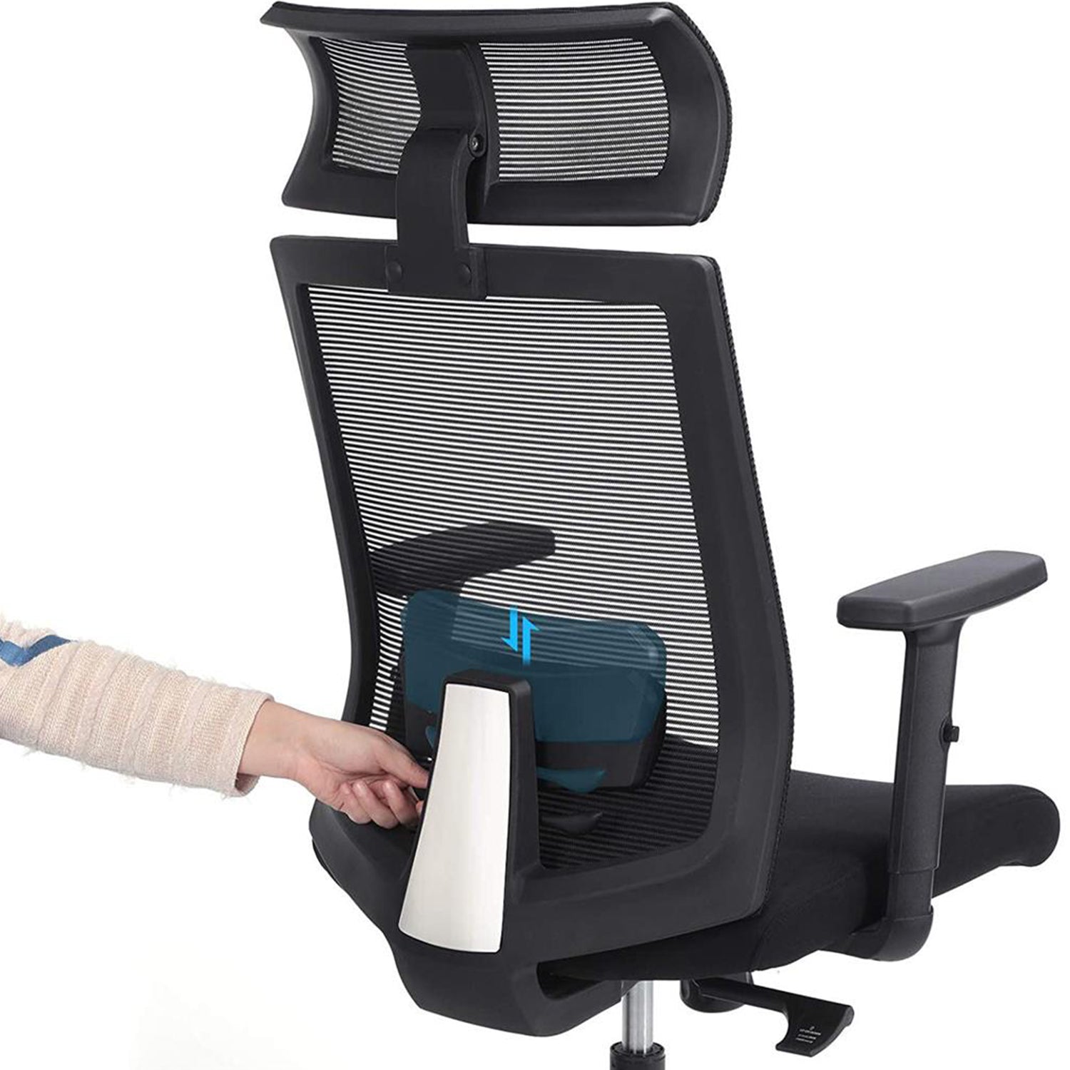 Ergonomska uredska stolica s mrežastom navlakom i lumbalnom potporom, crna | SONGMICS-vitahome.hr