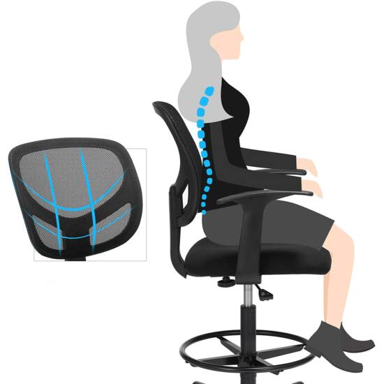 Ergonomska uredska stolica s naslonima za ruke, visina sjedala 55-75 cm, crna | SONGMICS-vitahome.hr