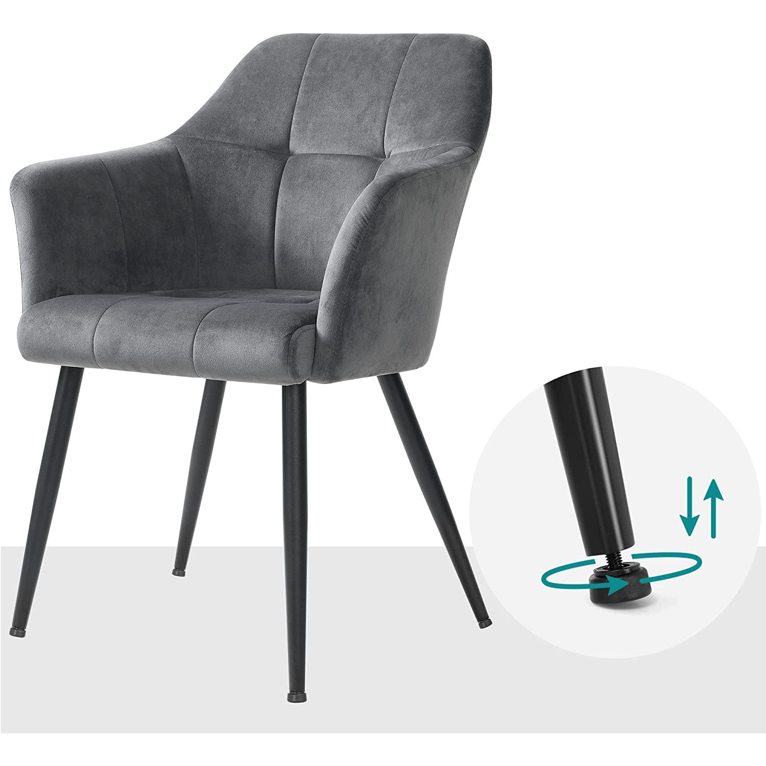 étkezőszék karfával, magas háttámlával szürke-SONGMICS-Vita Home