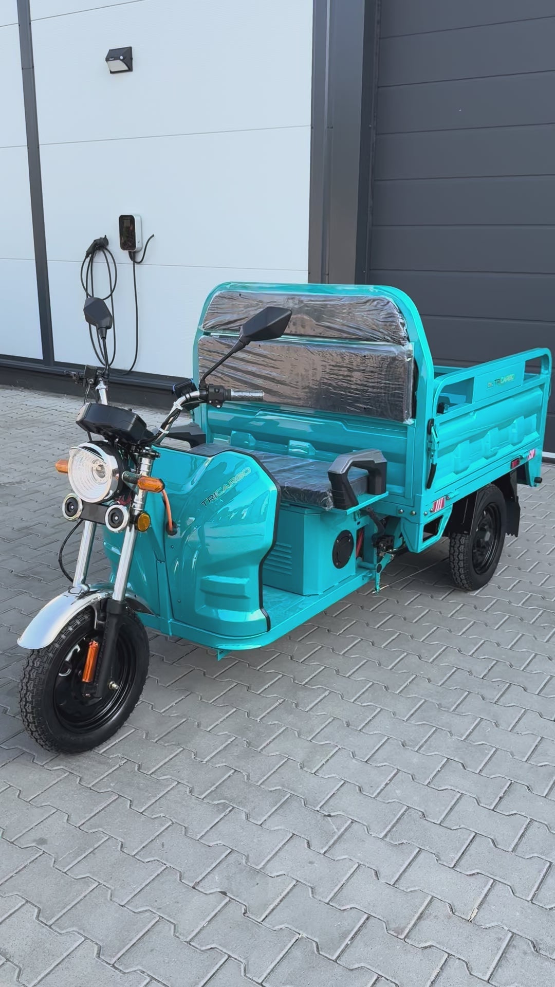 CargoCity 130 – Električni teretni tricikl, poljoprivredno vozilo, 1000 W, tirkizna