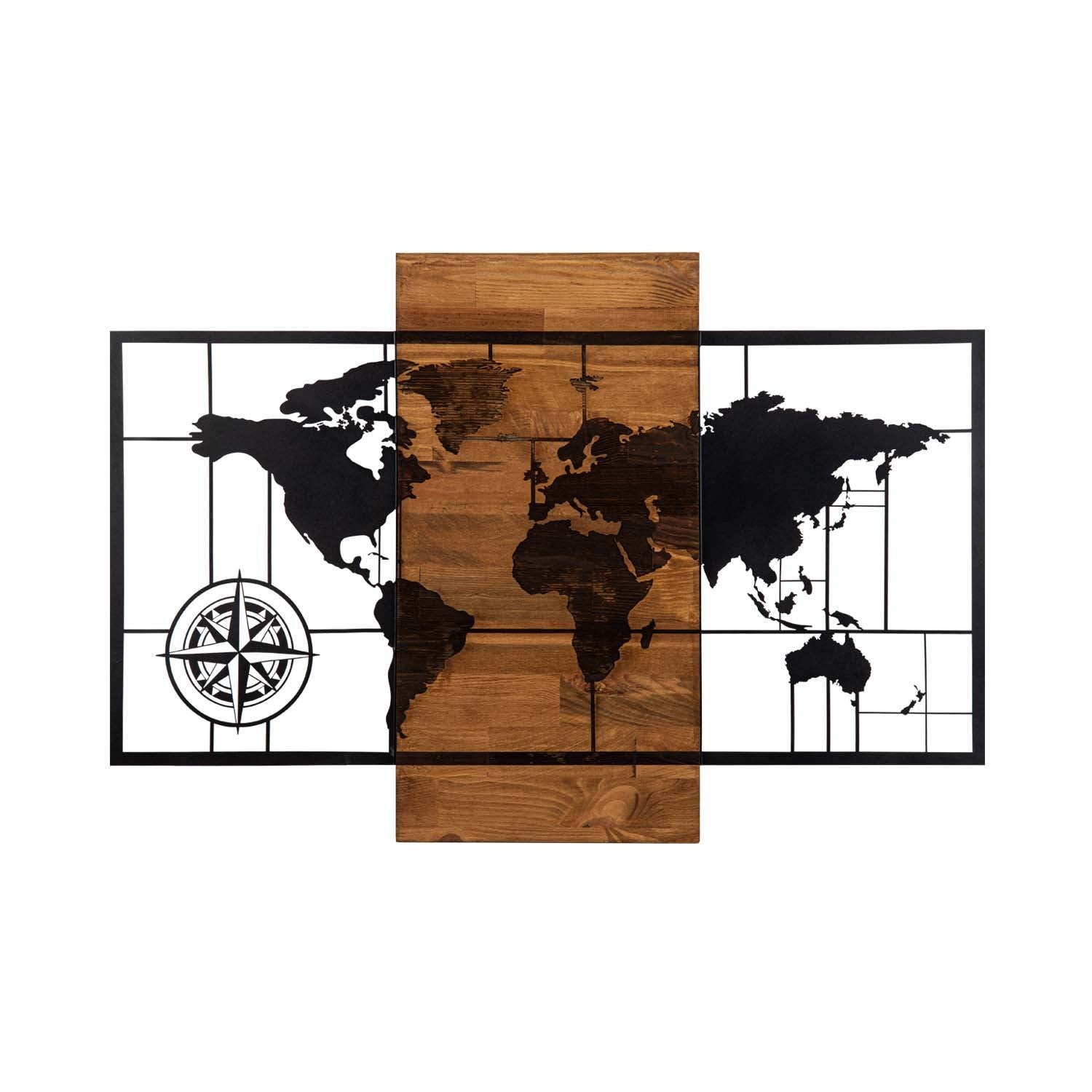 Fa Zidna dekoracija, World Map Wıth Compass | AG-vitahome.hr