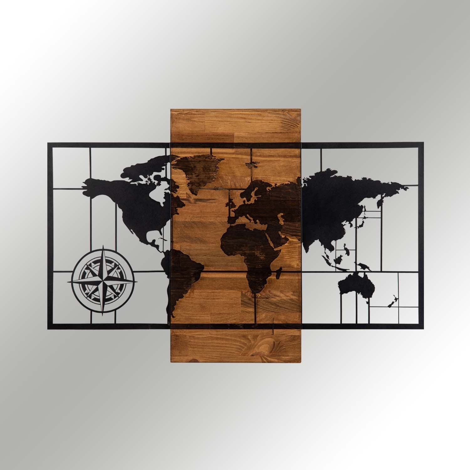 Fa Zidna dekoracija, World Map Wıth Compass | AG-vitahome.hr