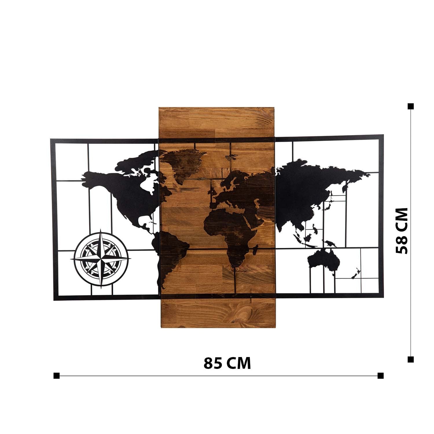 Fa Zidna dekoracija, World Map Wıth Compass | AG-vitahome.hr