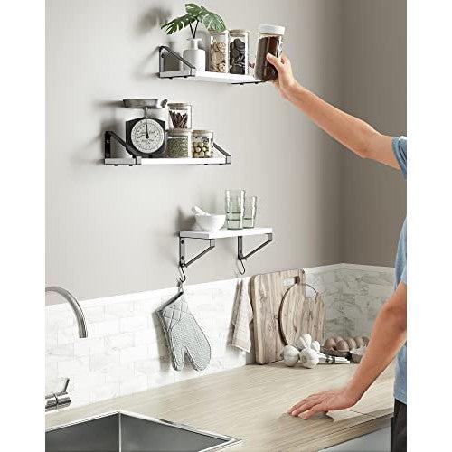 Fali polc, lebegőpolc, 3 darabos készlet, fekete-fehér-VASAGLE-Vita Home