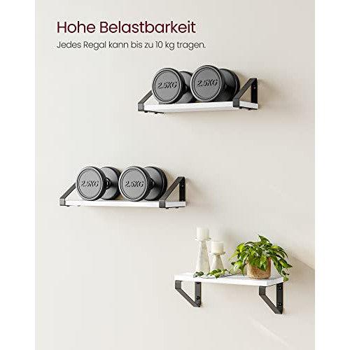 Fali polc, lebegőpolc, 3 darabos készlet, fekete-fehér-VASAGLE-Vita Home