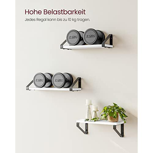 Fali polc, lebegőpolc, 3 darabos készlet, fekete-fehér-VASAGLE-Vita Home