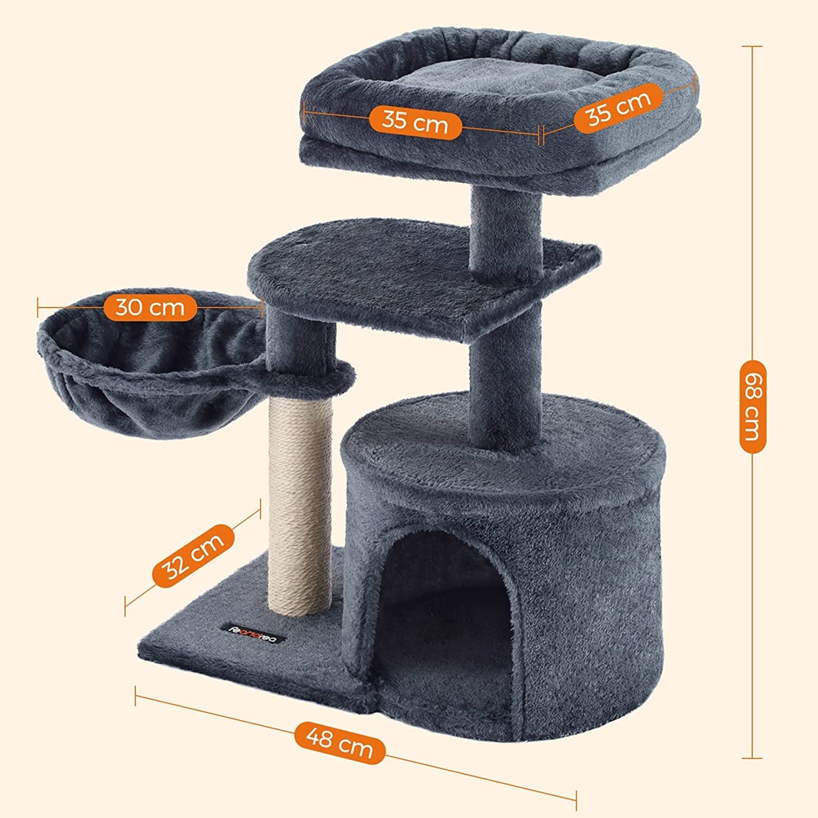 FEANDREA grebalica za mačke, mali toranj za mačke, grebalica za mačke, 68 cm | FEANDREA-vitahome.hr