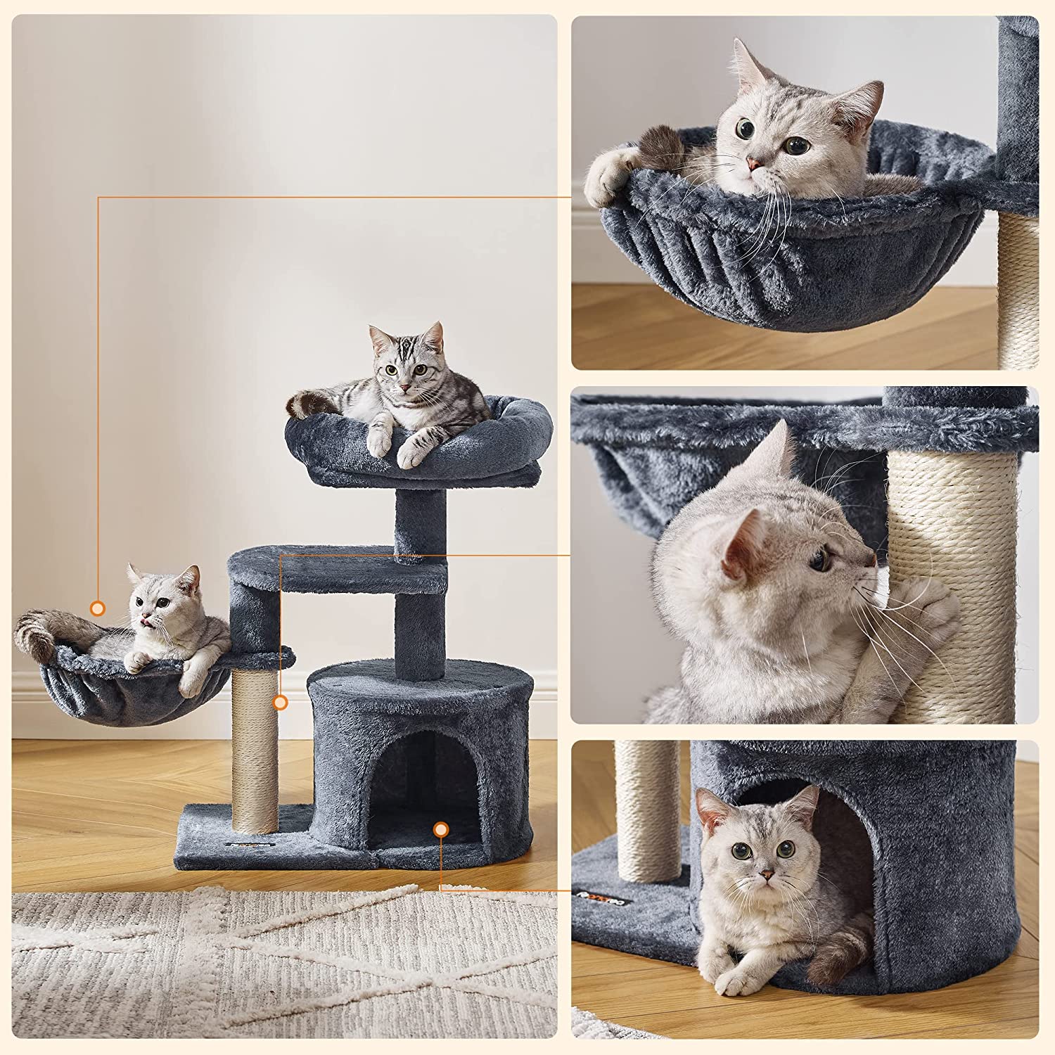 FEANDREA grebalica za mačke, mali toranj za mačke, grebalica za mačke, 68 cm | FEANDREA-vitahome.hr