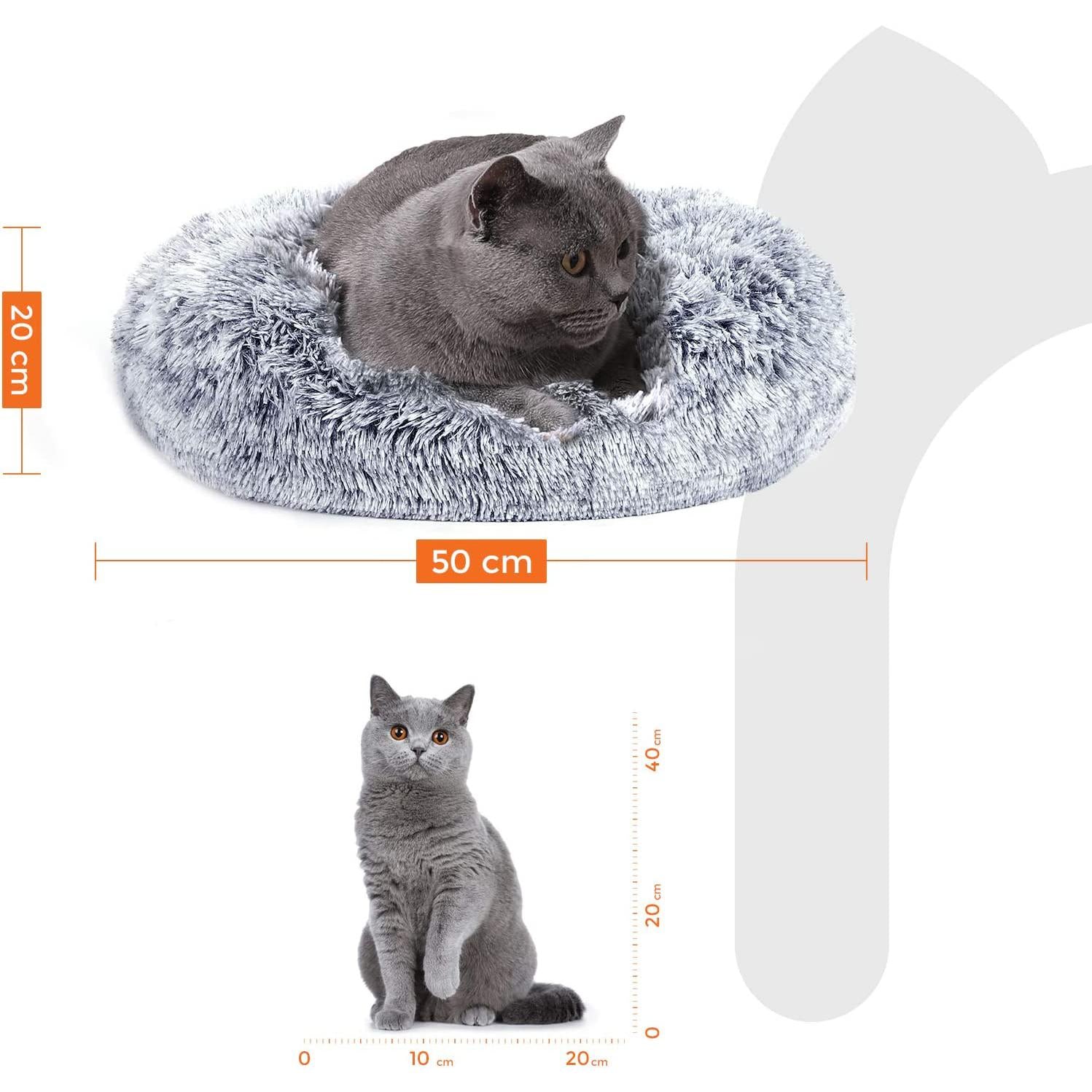 FEANDREA krevet za pse, krafna za mačke 50 cm, siva | FEANDREA-vitahome.hr