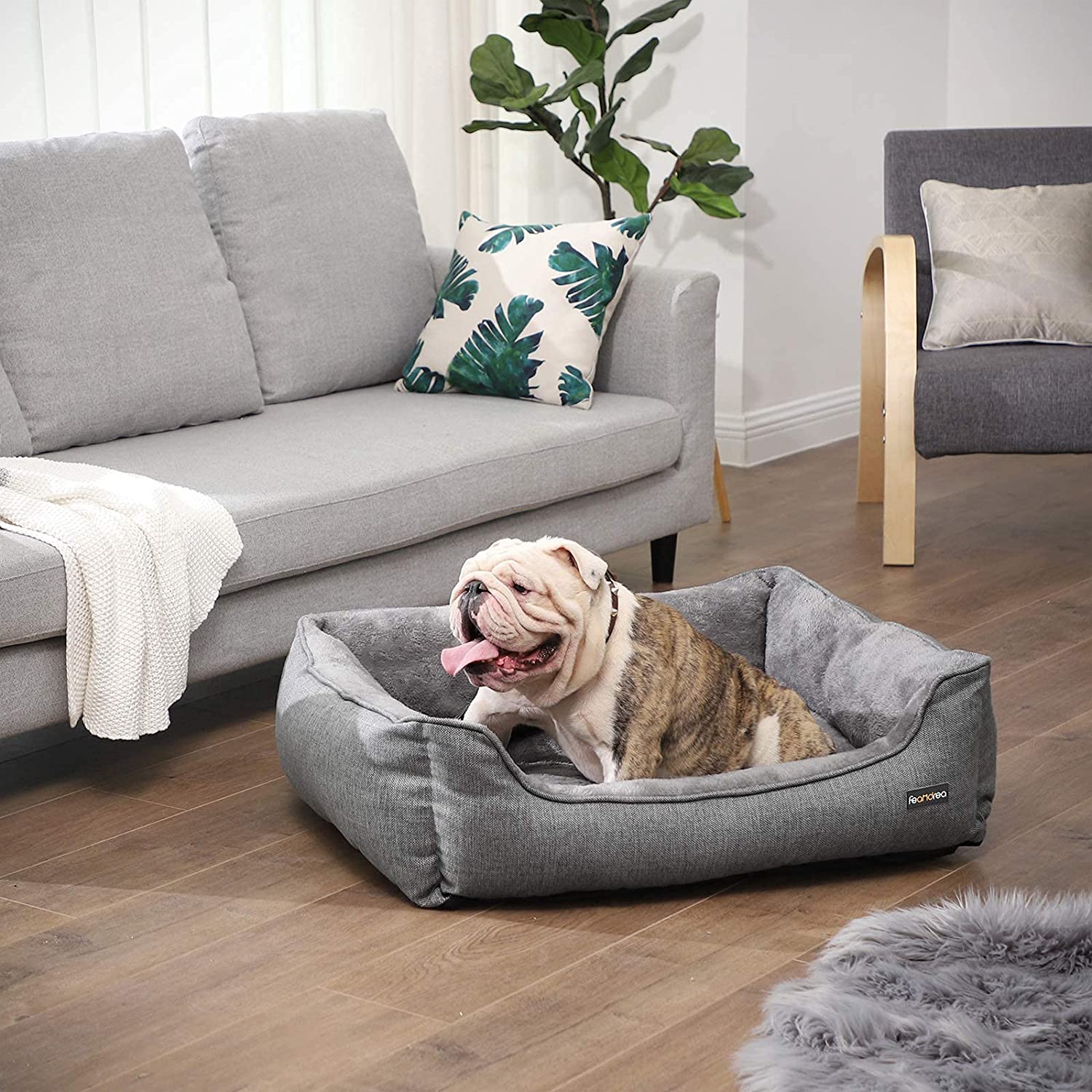 FEANDREA krevet za pse, krevet za kućne ljubimce 90 x 75 x 25 cm, sivi | FEANDREA-vitahome.hr