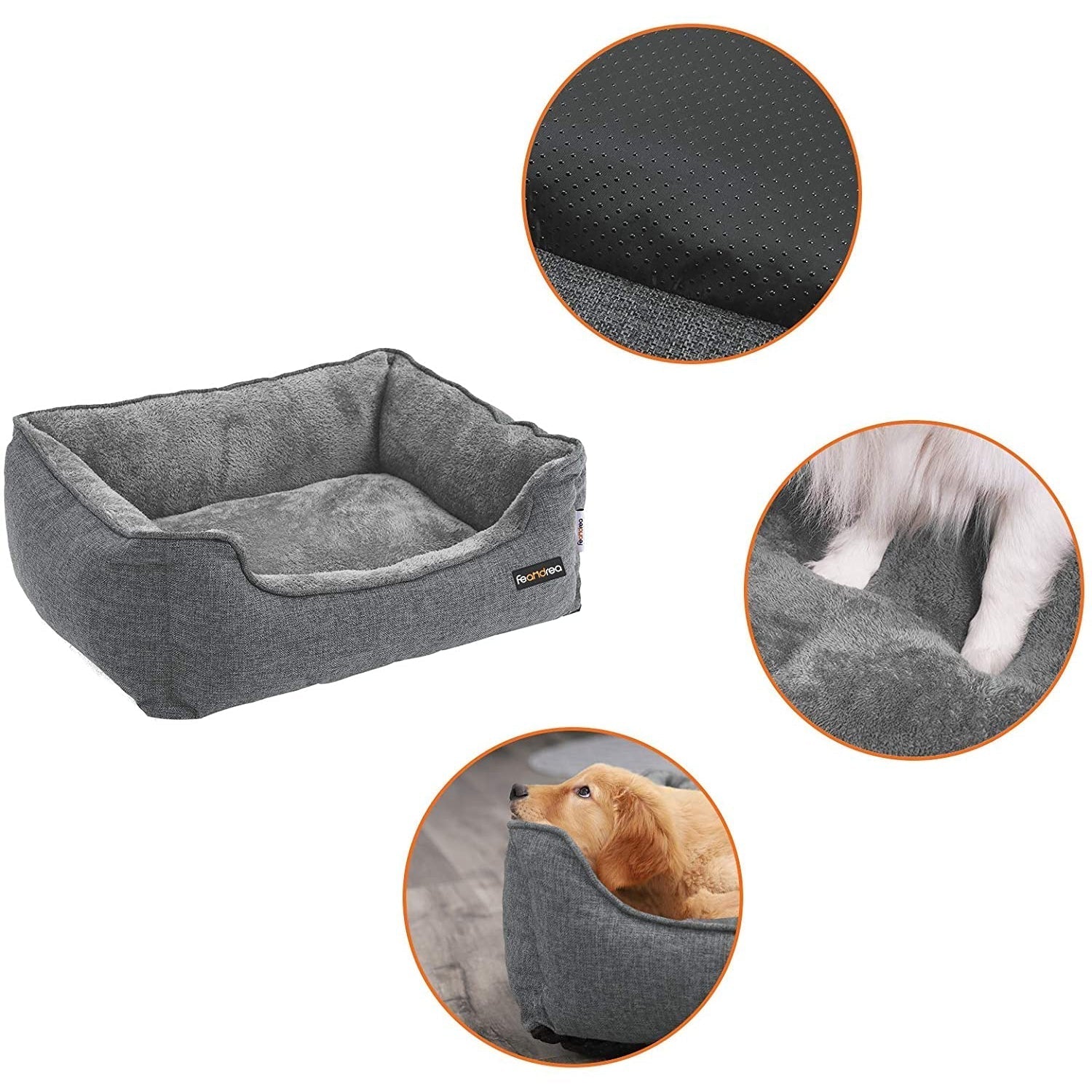 FEANDREA krevet za pse, krevet za kućne ljubimce 90 x 75 x 25 cm, sivi | FEANDREA-vitahome.hr