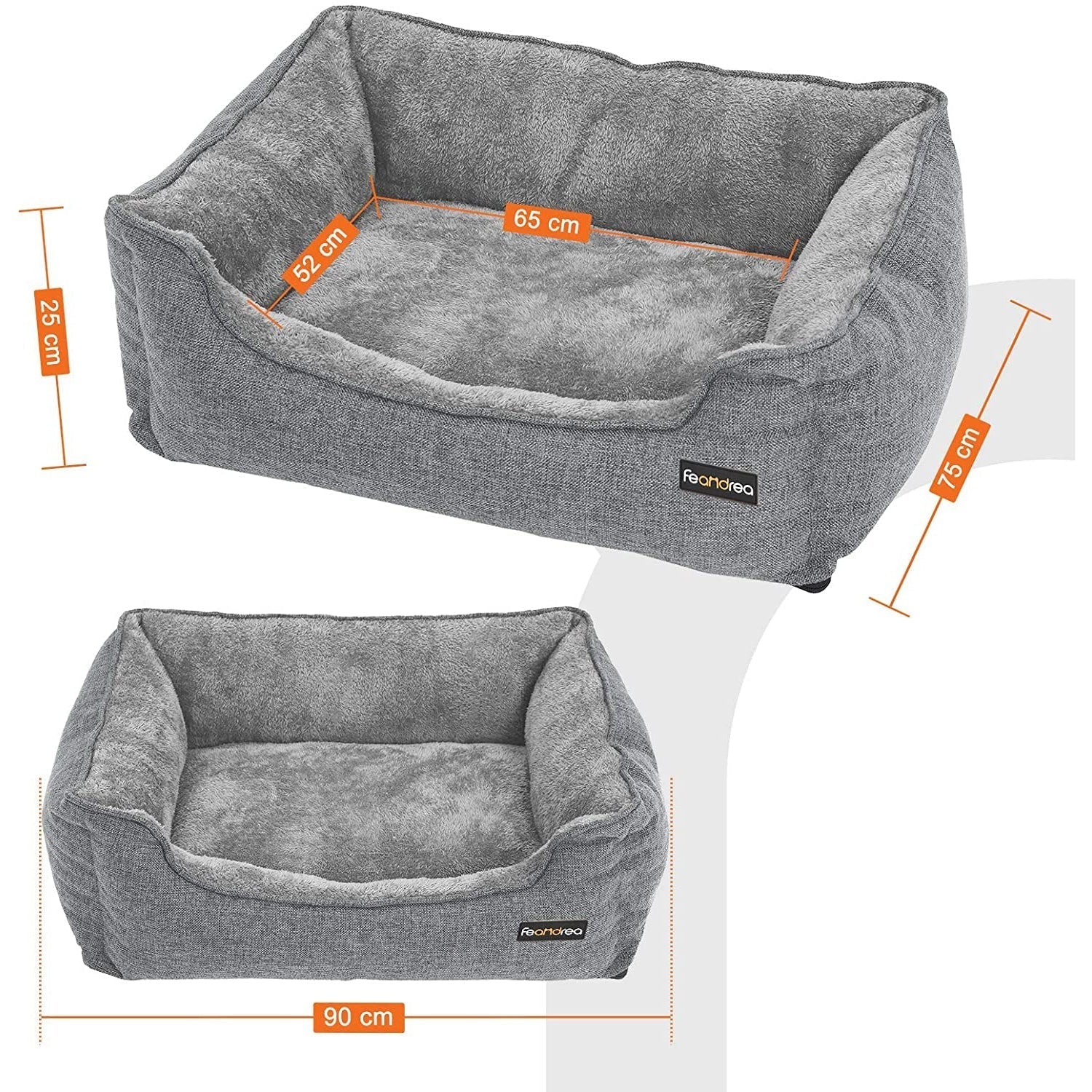 FEANDREA krevet za pse, krevet za kućne ljubimce 90 x 75 x 25 cm, sivi | FEANDREA-vitahome.hr