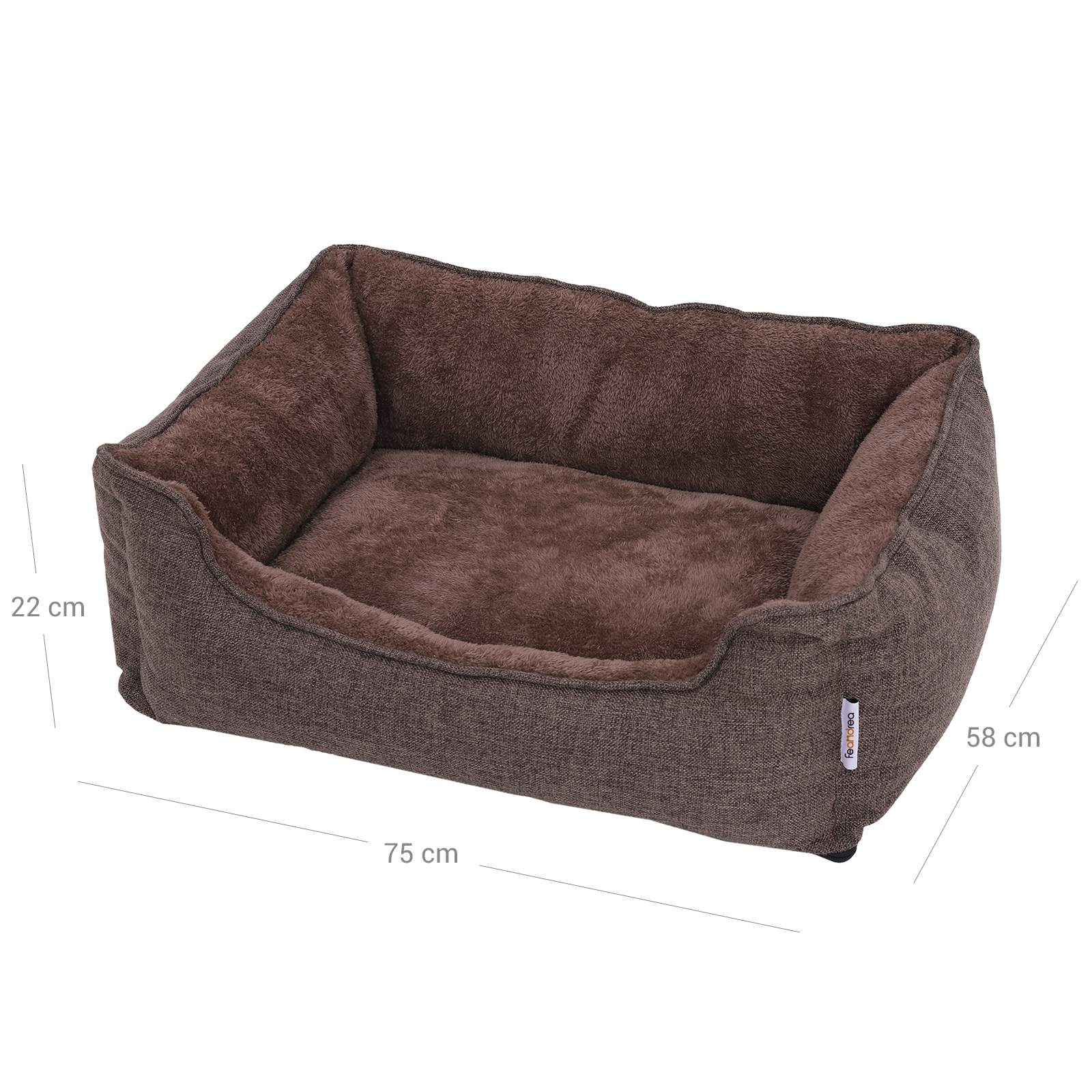 FEANDREA krevet za pse, s skidivom navlakom, kauč za pse, 70 x 55 x 21 cm, smeđa-FEANDREA-Vita Home