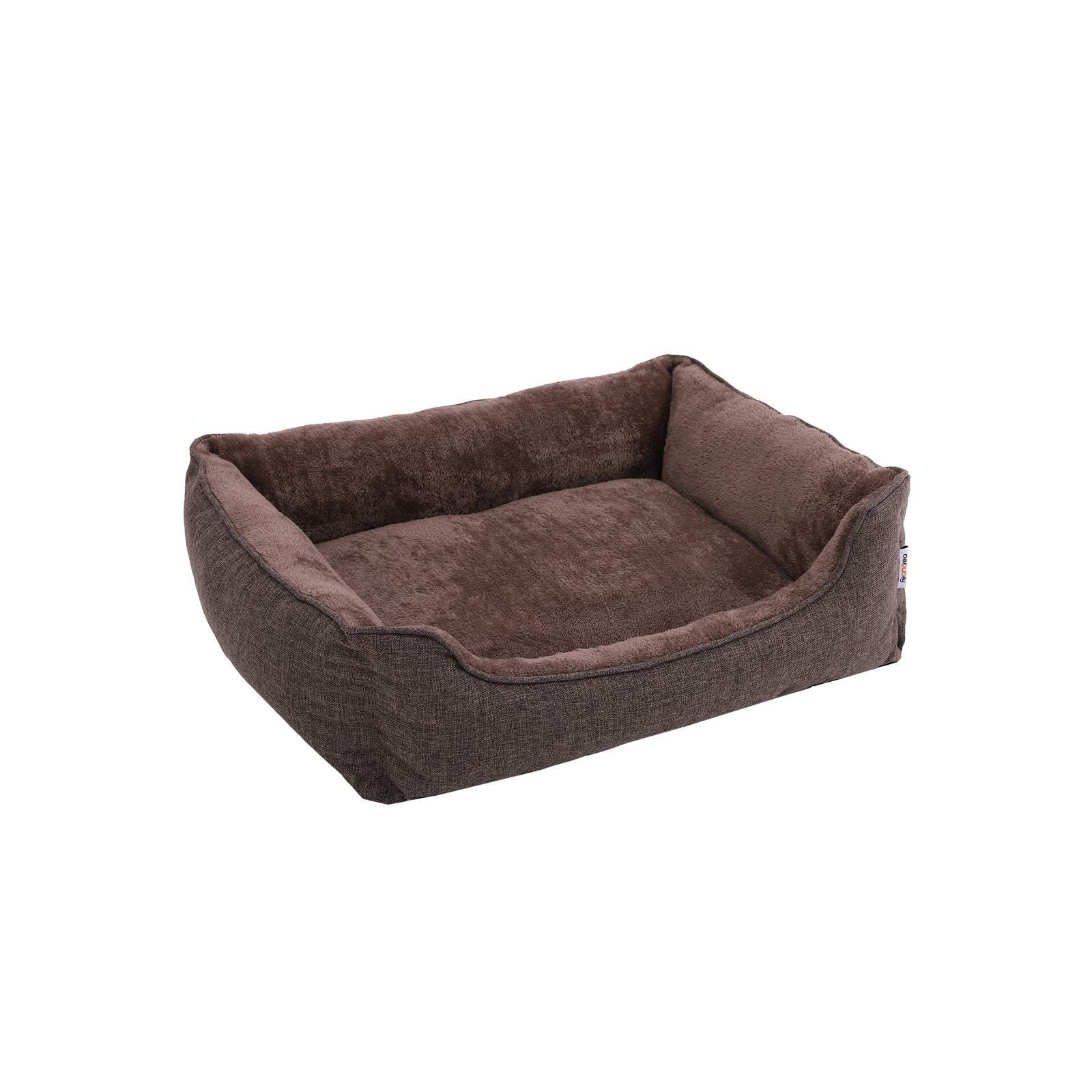 FEANDREA krevet za pse, s skidivom navlakom, kauč za pse, 90 x 75 x 25 cm, smeđa | FEANDREA-vitahome.hr