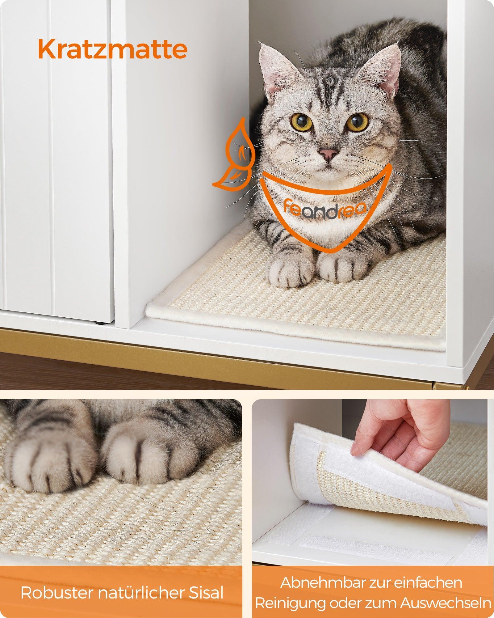 Feandrea namještaj za mačji pijesak 80 × 50 × 55 cm, bijela i zlatna boja