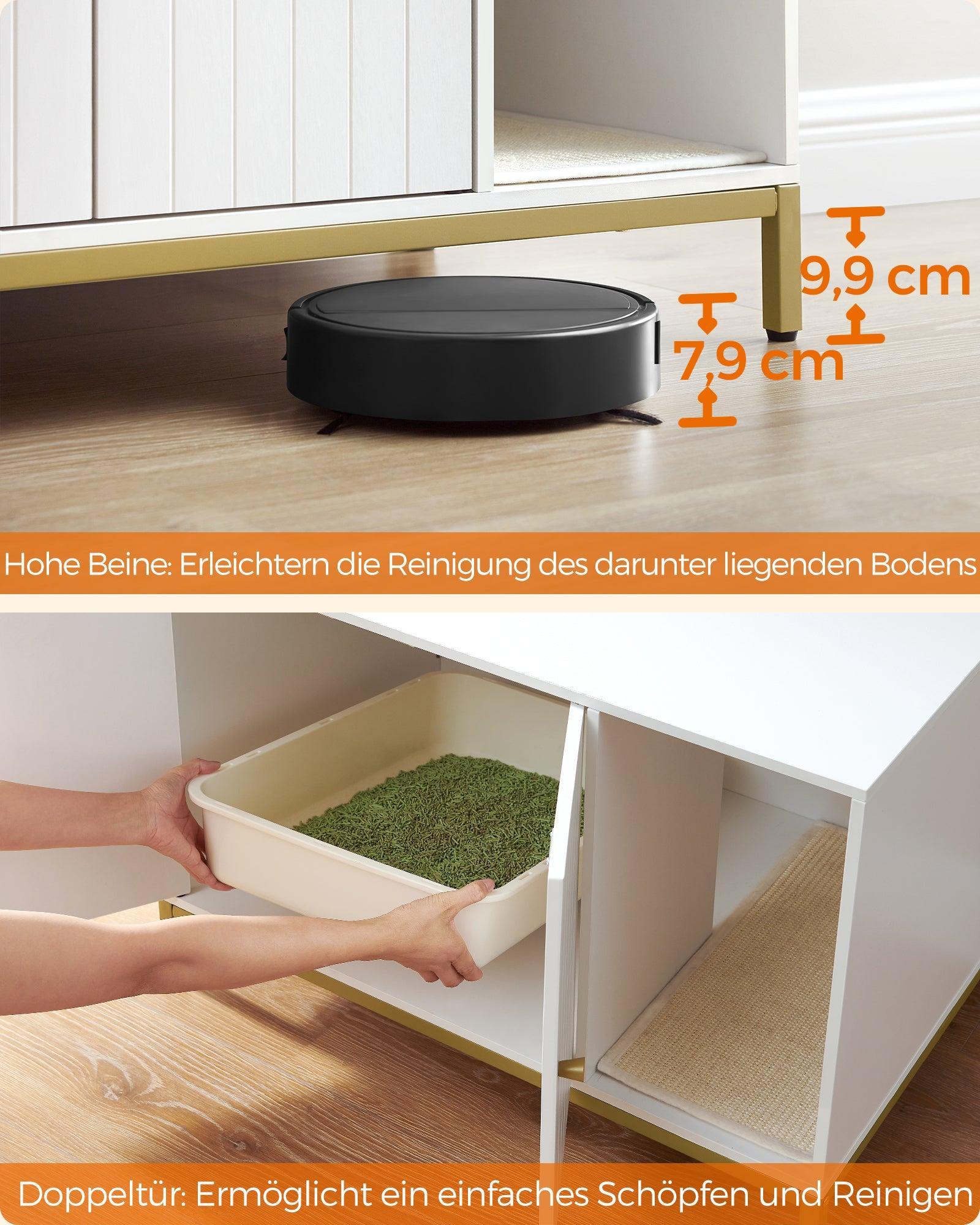 Feandrea namještaj za mačji pijesak 80 × 50 × 55 cm, bijela i zlatna boja