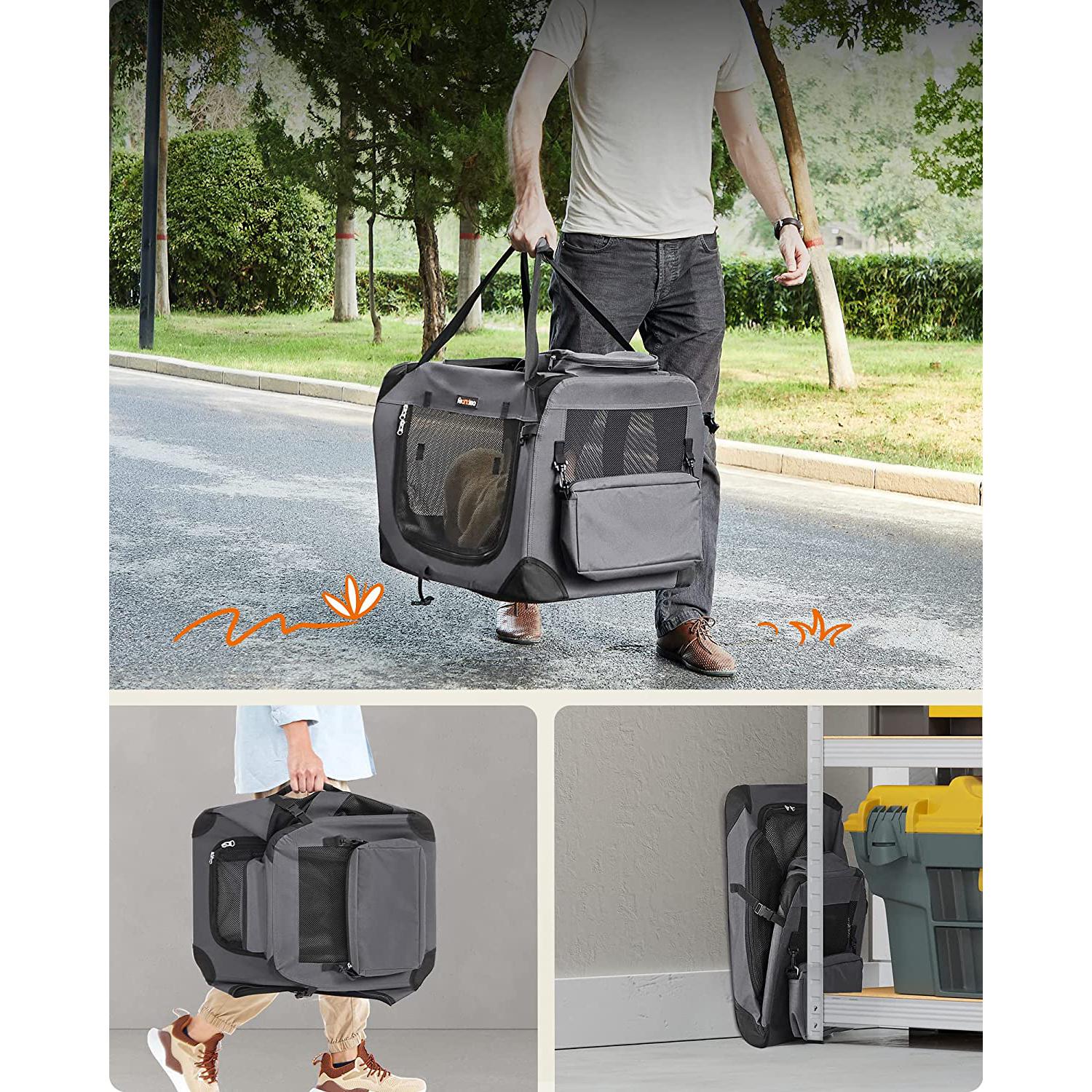 Feandrea Sklopiva nosiljka za kućne ljubimce, transportna kutija za pse 60 x 42 x 42 cm, siva | FEANDREA-vitahome.hr