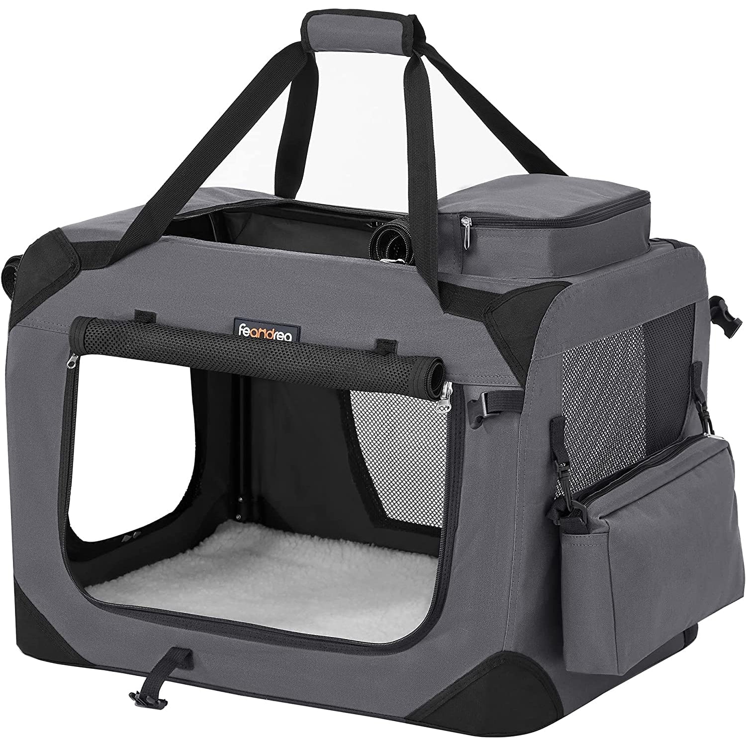 Feandrea Sklopiva nosiljka za kućne ljubimce, transportna kutija za pse 60 x 42 x 42 cm, siva | FEANDREA-vitahome.hr