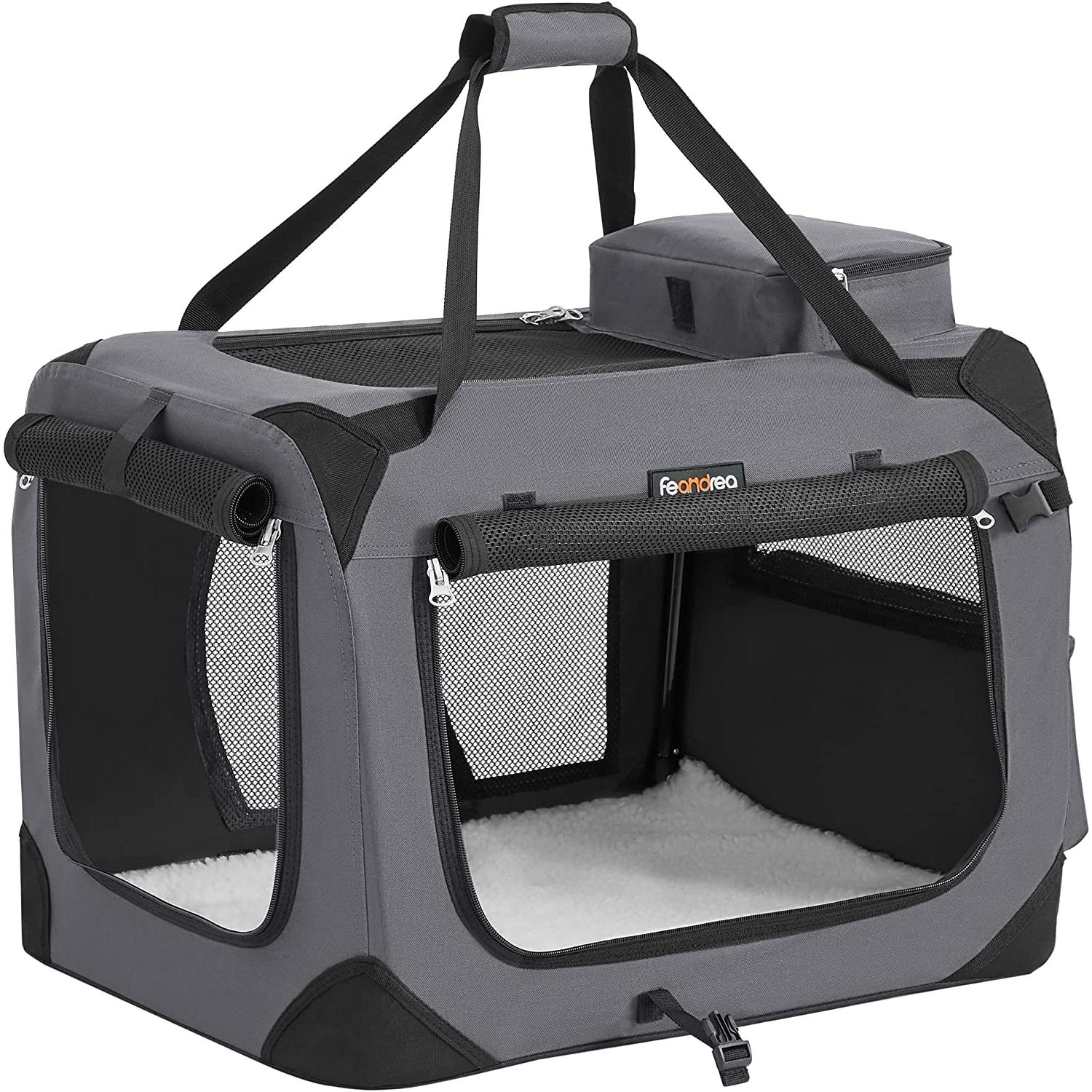 Feandrea Sklopiva nosiljka za kućne ljubimce, transportna kutija za pse 60 x 42 x 42 cm, siva | FEANDREA-vitahome.hr