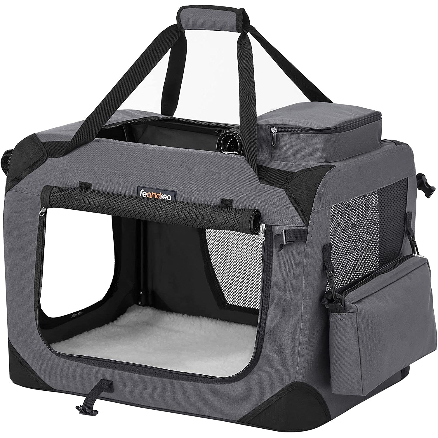 Feandrea Sklopiva nosiljka za kućne ljubimce, transportna kutija za pse 60 x 42 x 42 cm, siva | FEANDREA-vitahome.hr