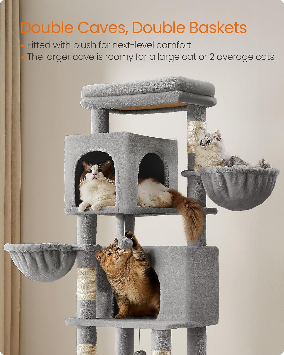 Feandrea velika penjalica za mačke, visina 175 cm, siva