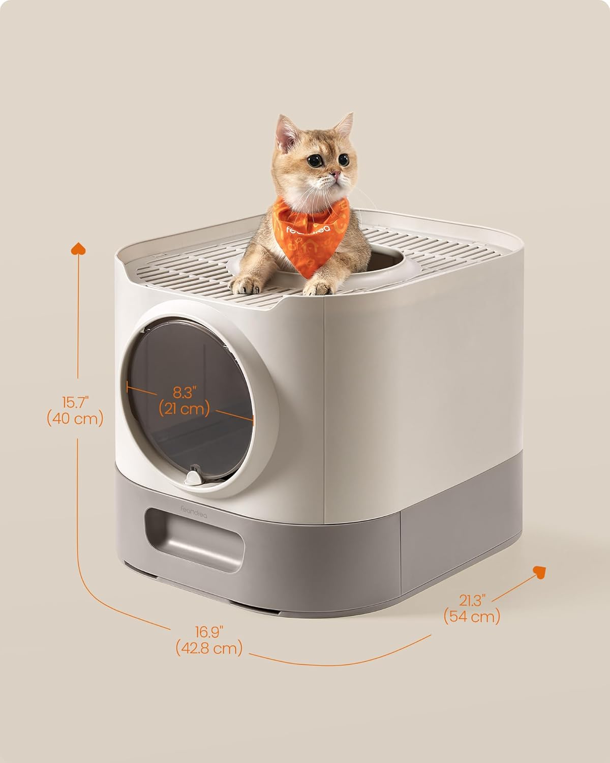 Feandrea zatvorena kutija za mačji pijesak s poklopcem, XL, ulaz odozgo