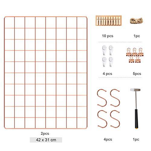 Fémhálós fali dekorációs rácsok, 2 db-os készlet, rosé gold-SONGMICS-Vita Home