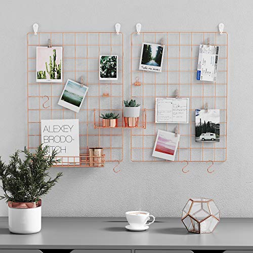 Fémhálós fali dekorációs rácsok, 2 db-os készlet, rosé gold-SONGMICS-Vita Home