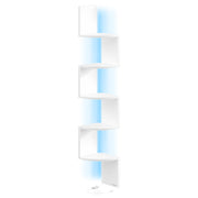 Finski kutni polic s RGB LED osvjetljenjem, 5 etaža, mat bijele boje