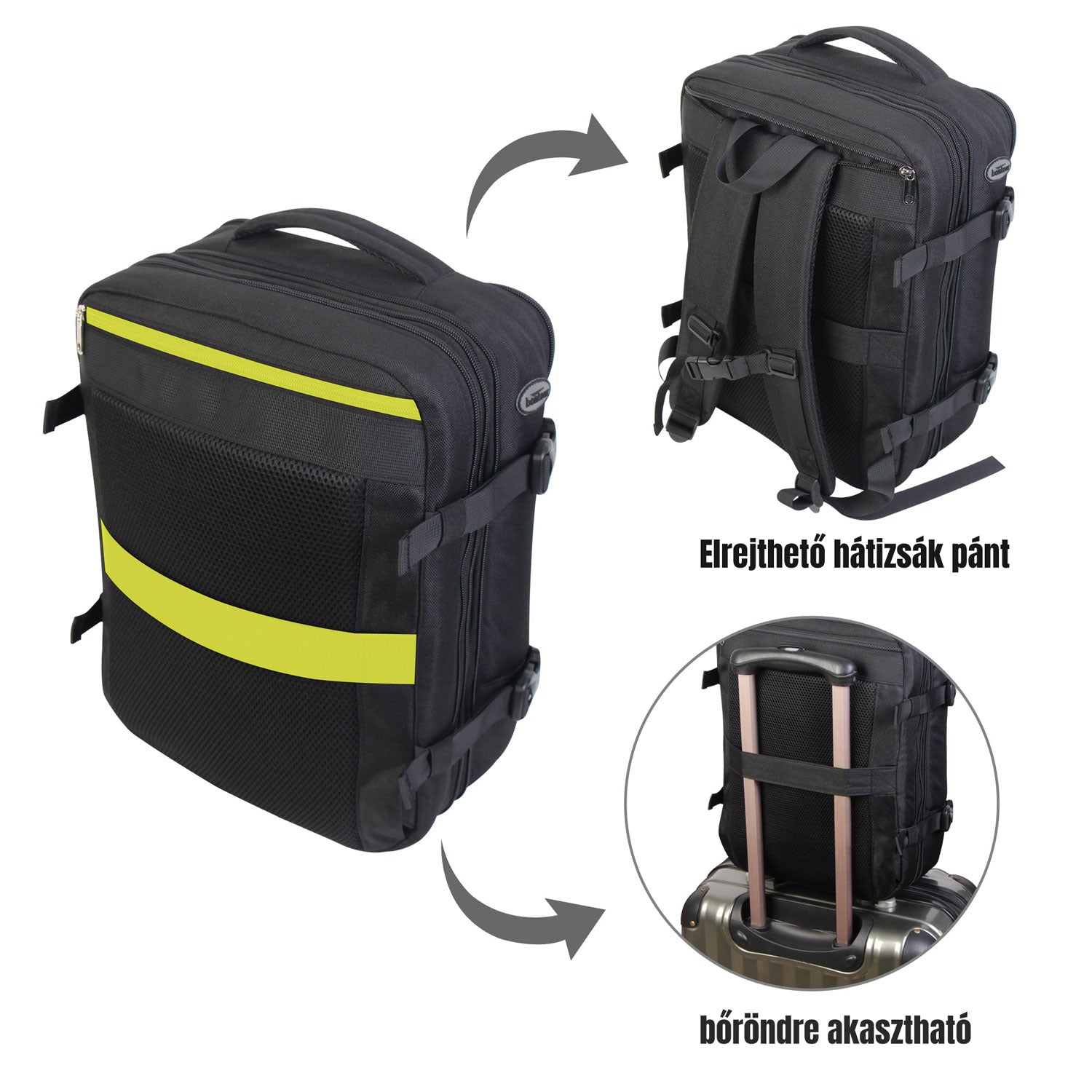 FlexiGo proširivi putni ruksak, ručna prtljaga WizzAir veličine 40x30x20 cm, crni | BONTOUR-vitahome.hr
