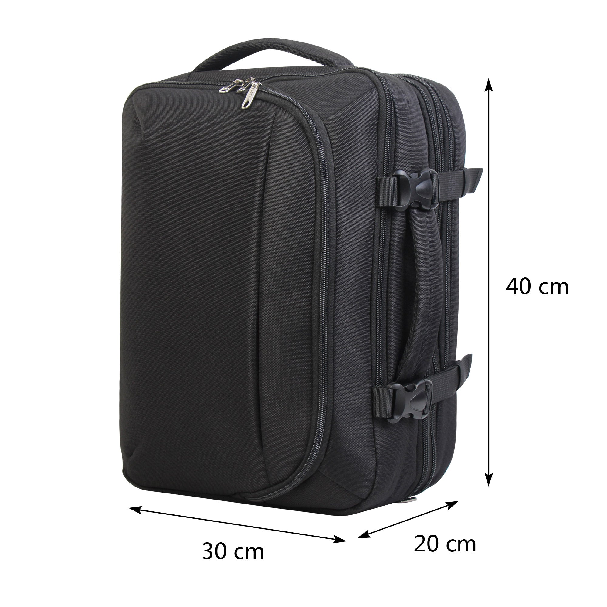 FlexiGo proširivi putni ruksak, ručna prtljaga WizzAir veličine 40x30x20 cm, crni | BONTOUR-vitahome.hr