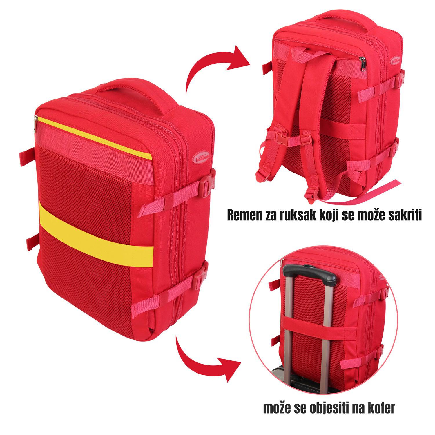 FlexiGo proširivi putni ruksak, ručna prtljaga WizzAir veličine 40x30x20 cm, crveni | BONTOUR-vitahome.hr