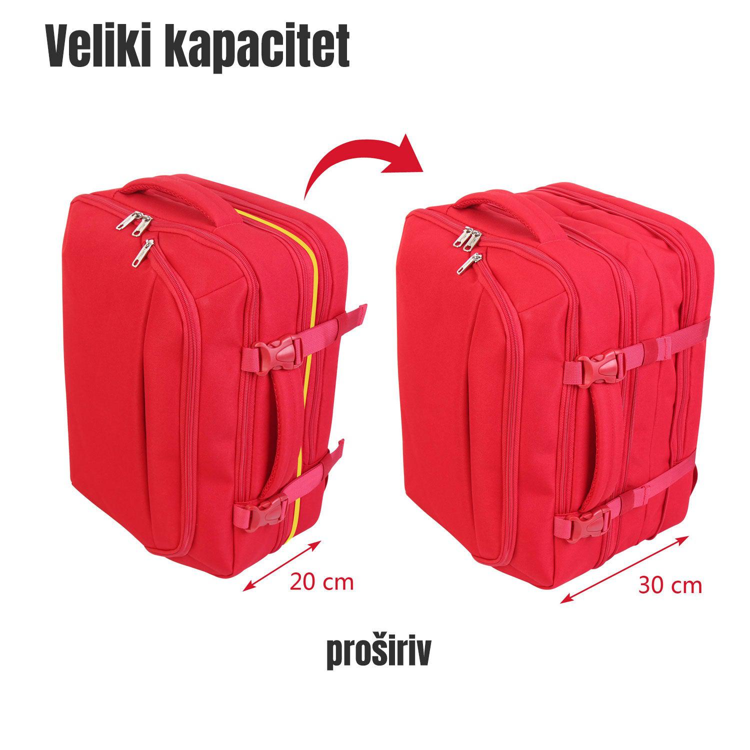 FlexiGo proširivi putni ruksak, ručna prtljaga WizzAir veličine 40x30x20 cm, crveni | BONTOUR-vitahome.hr