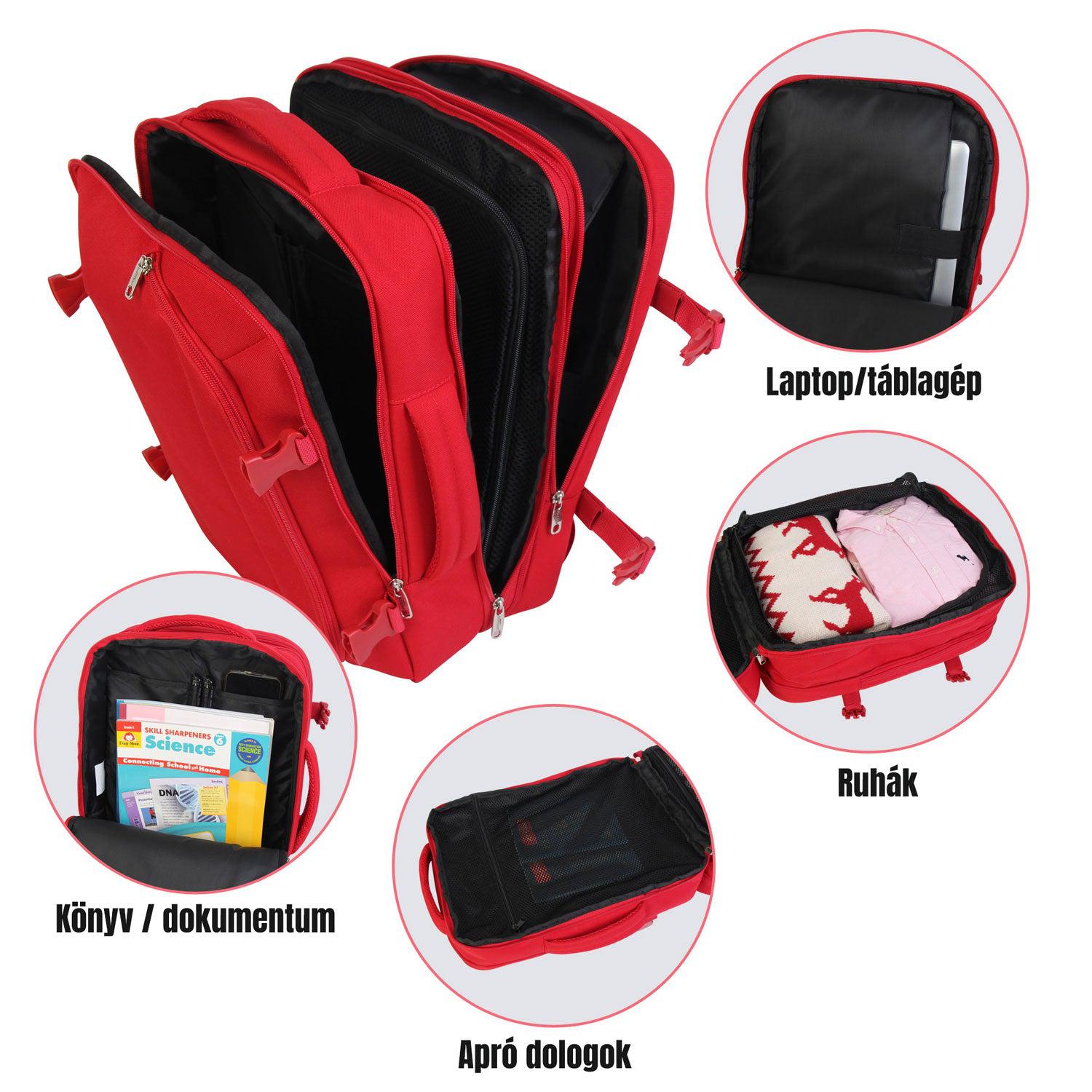 FlexiGo proširivi putni ruksak, ručna prtljaga WizzAir veličine 40x30x20 cm, crveni | BONTOUR-vitahome.hr