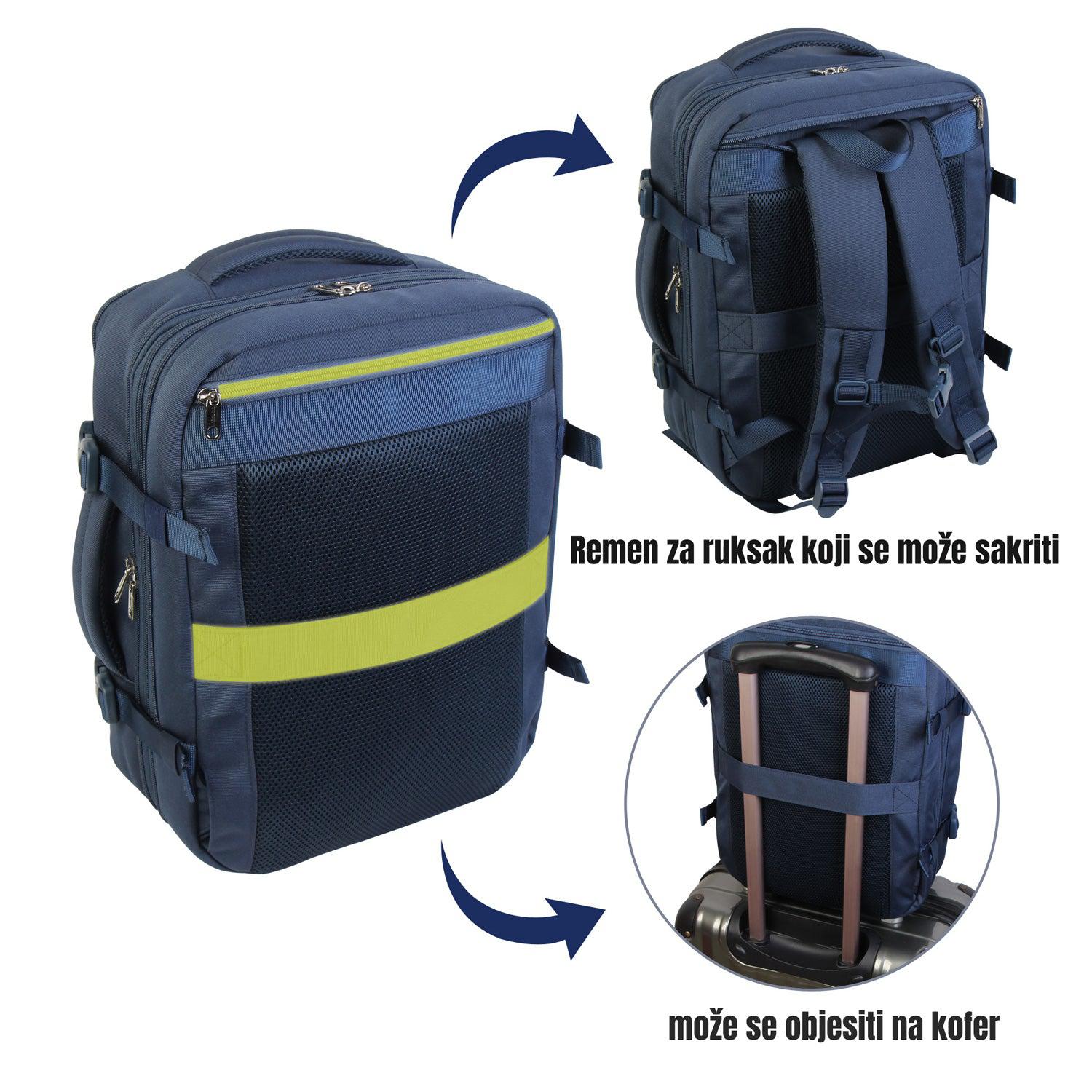 FlexiGo proširivi putni ruksak, ručna prtljaga WizzAir veličine 40x30x20 cm, plavi | BONTOUR-vitahome.hr