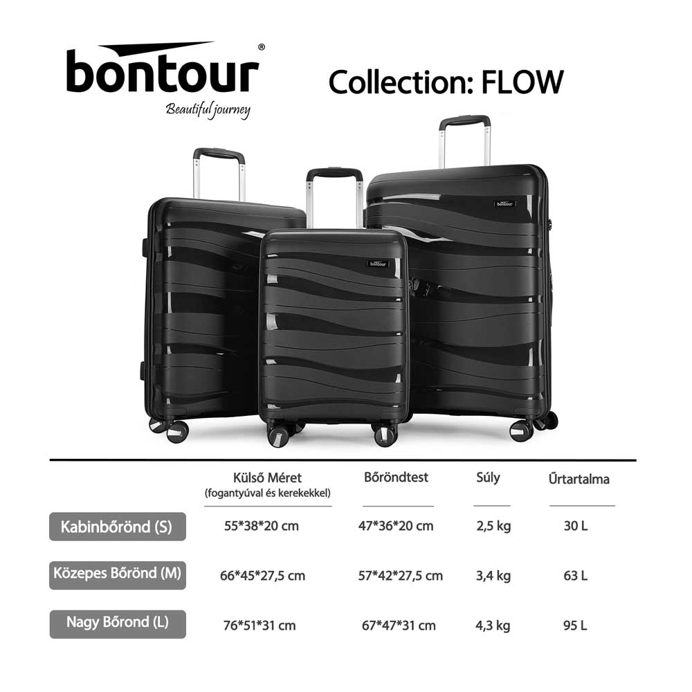 "FLOW" kofer na 4 kotača s TSA bravom, veličina L, crni | BONTOUR-vitahome.hr